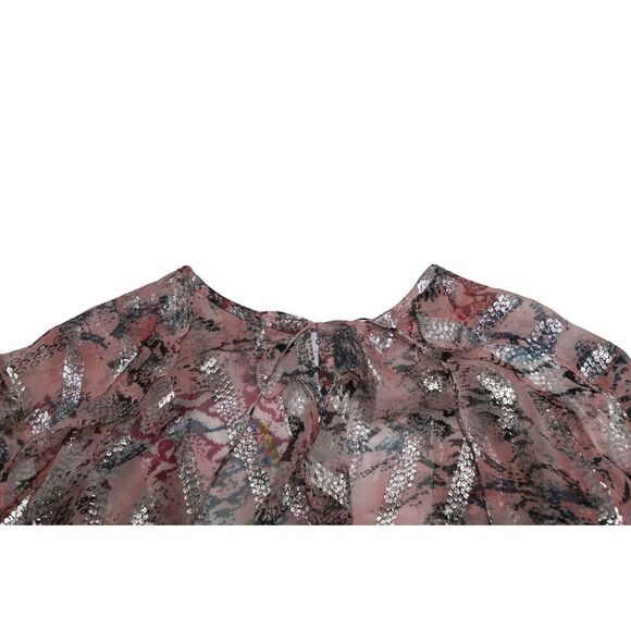 Iro Open-back Metallic Fil Coupé Chiffon Blouse in Pastel Pink Silk
